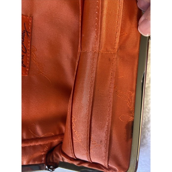 Vera Bradley Orange Red Paprika Double Kiss Lock Snap Clutch Wallet Purse Rare‎ - Picture 10 of 15